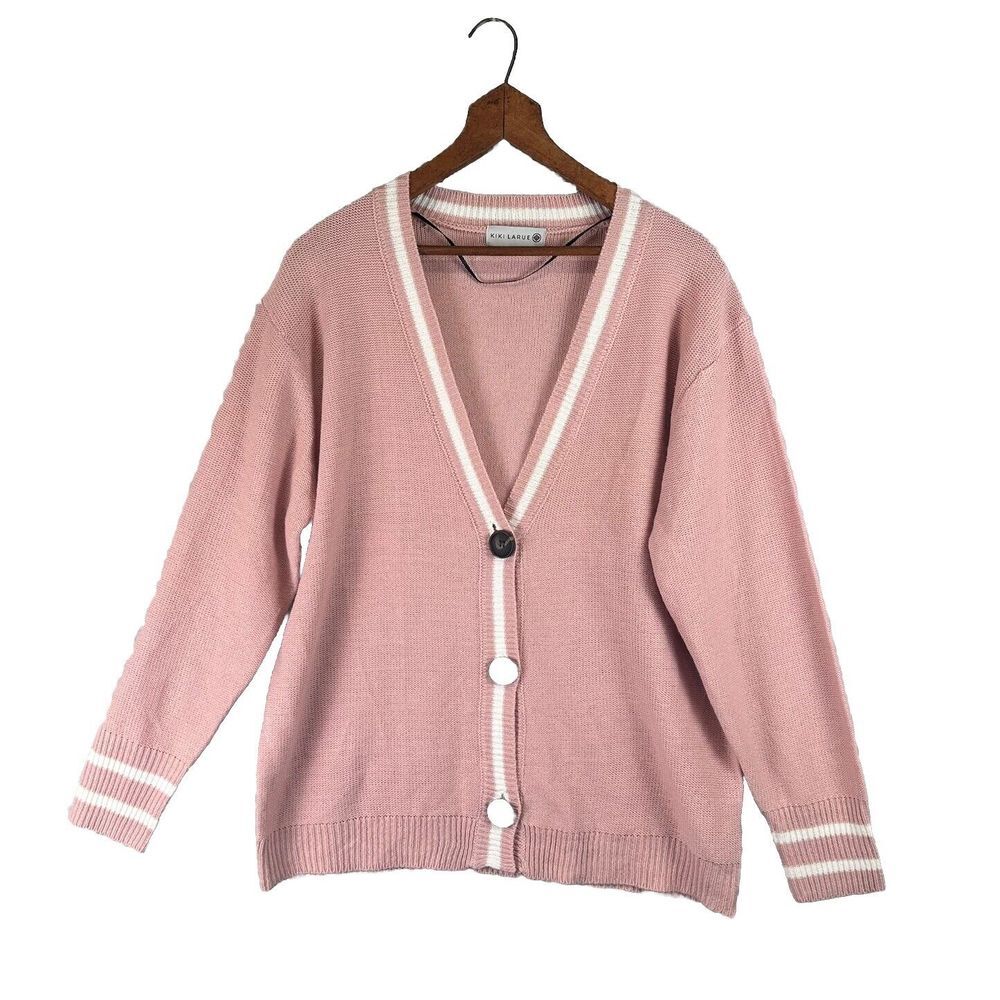 Minimalist Simple Capsule Staple Pink Timeless Grandma Knit Fisherman Cardigan S